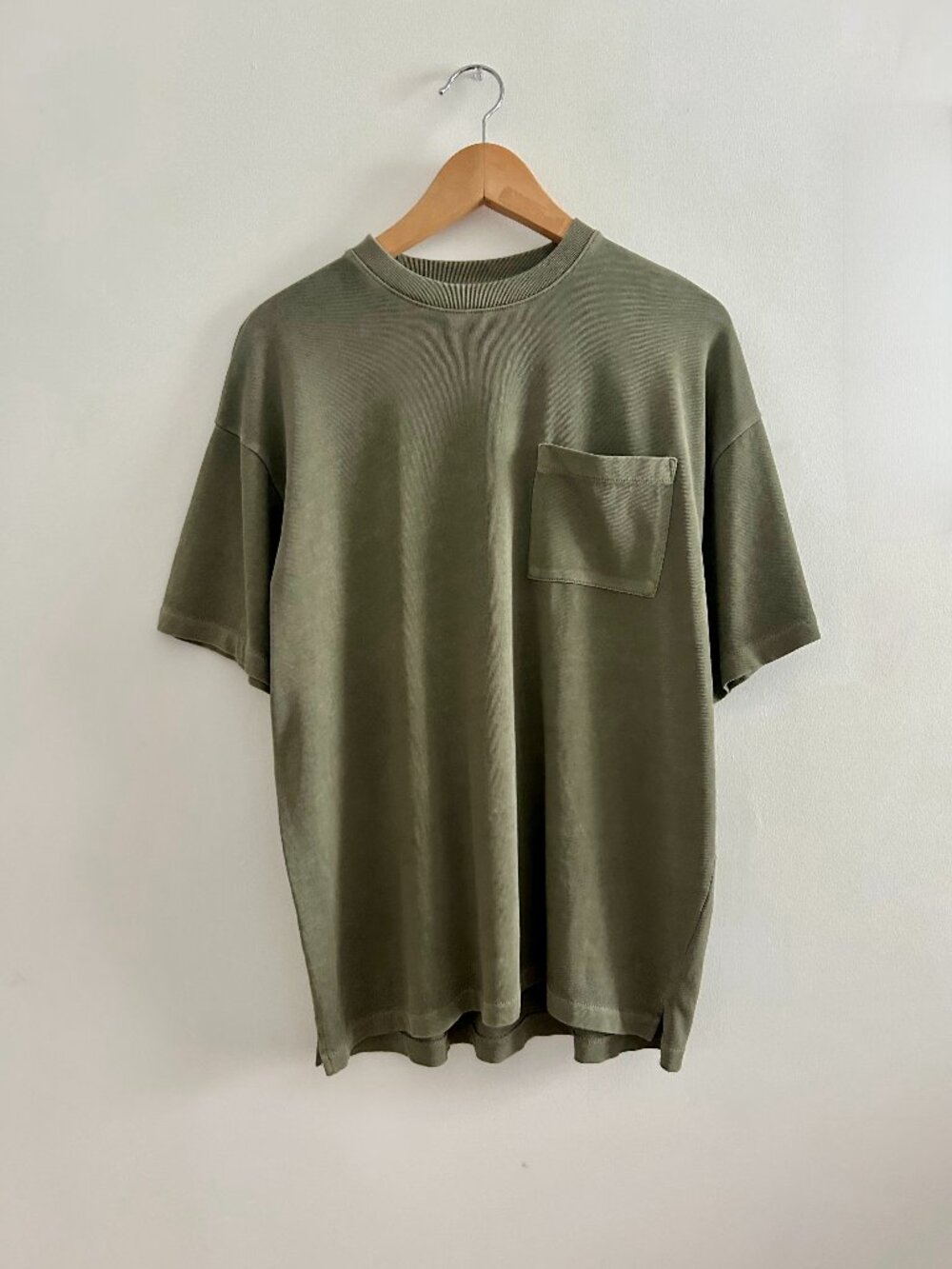 NWOT Madewell Garment-Dyed Oversized Pocket Tee in Olive Green, Size Small